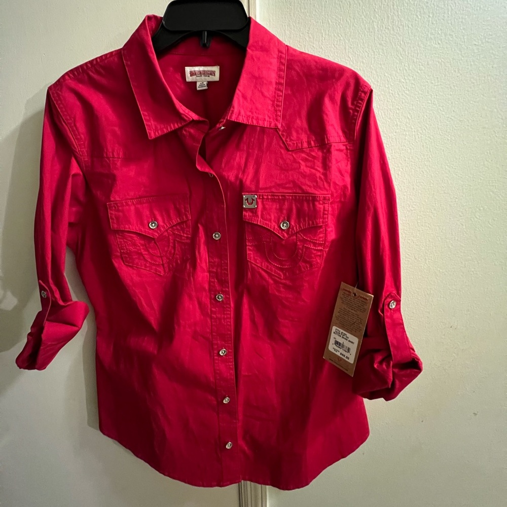 True Religion Ruby Red button down shirt